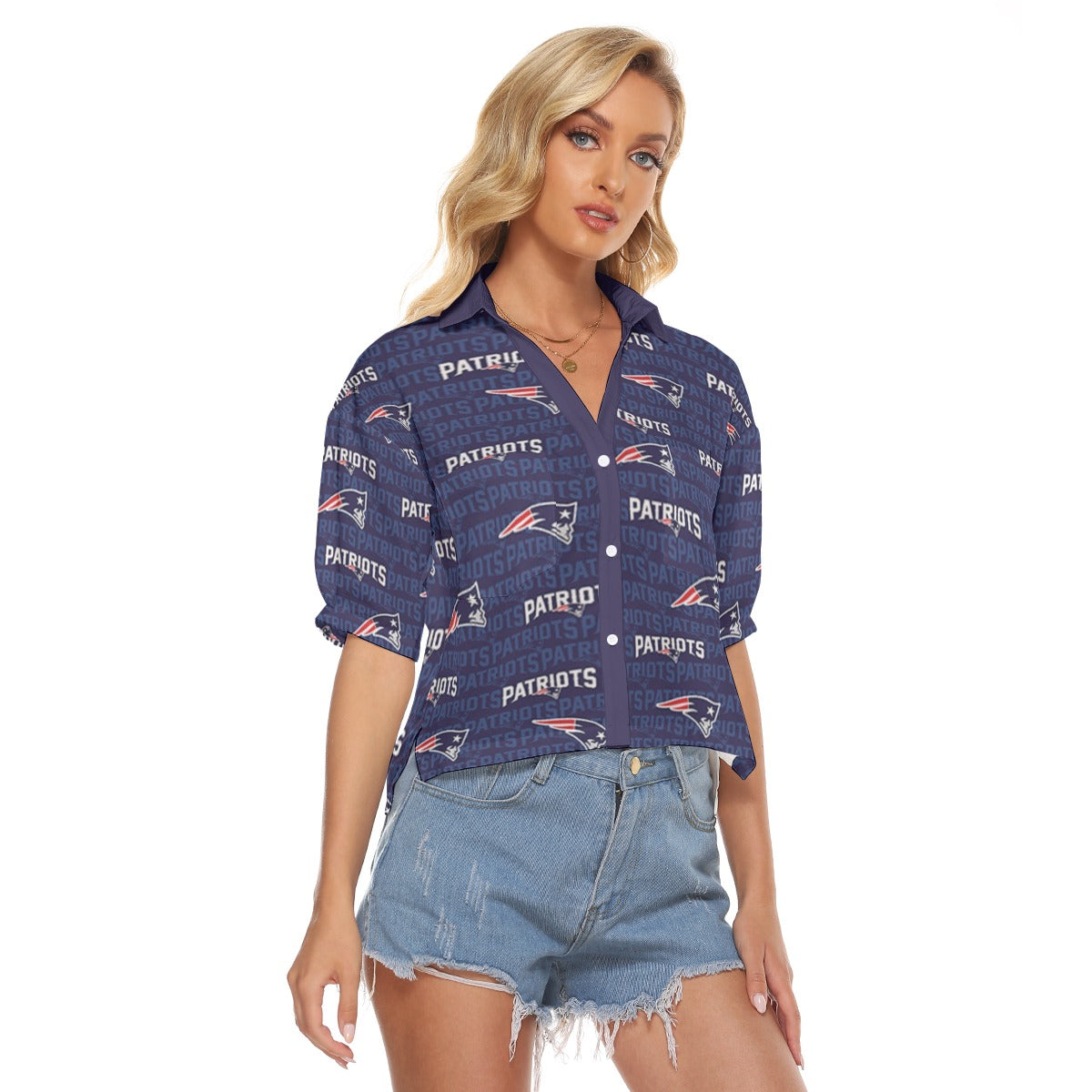 New England Football Game Day All-Over Print Women's V-neck Shirts
