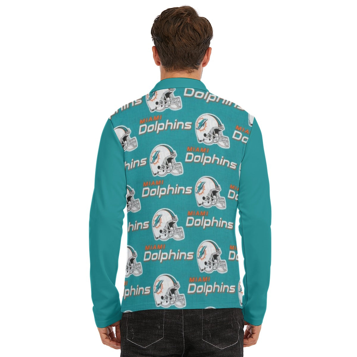 Miami Football Game Day All-Over Print Men's Lapel T-shirt With Neckline Zipper Closure