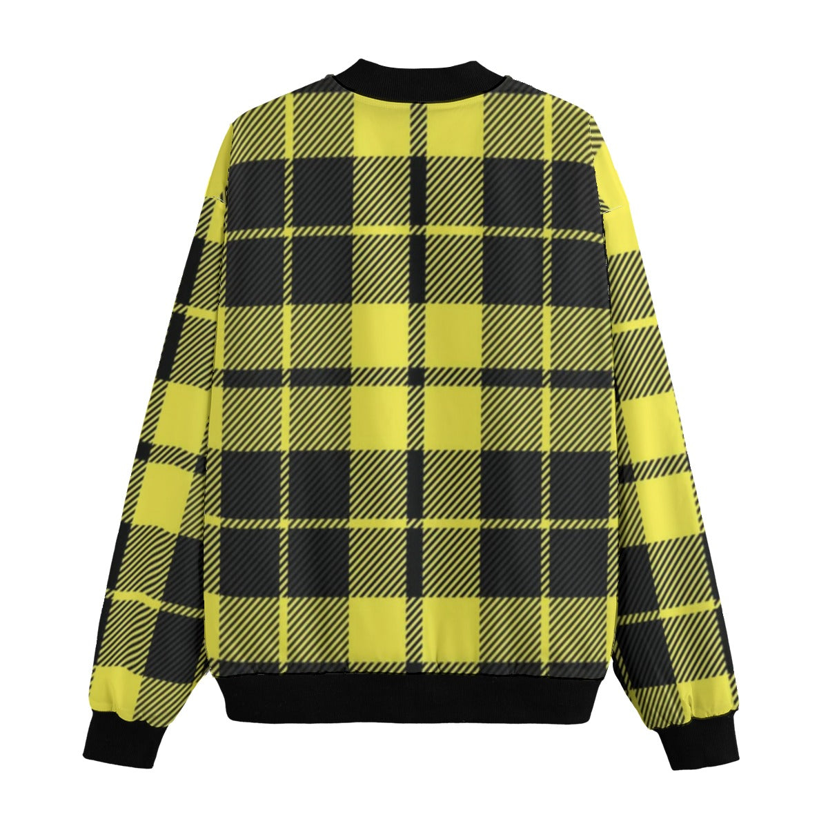 MacLeod yellow black tartan plaid Fleece Bomber Jacket