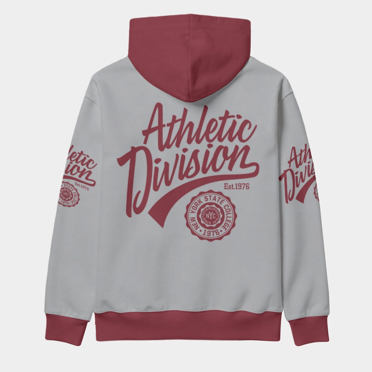 Athletic Division Hoodie – Gray and Maroon New York State College Style
