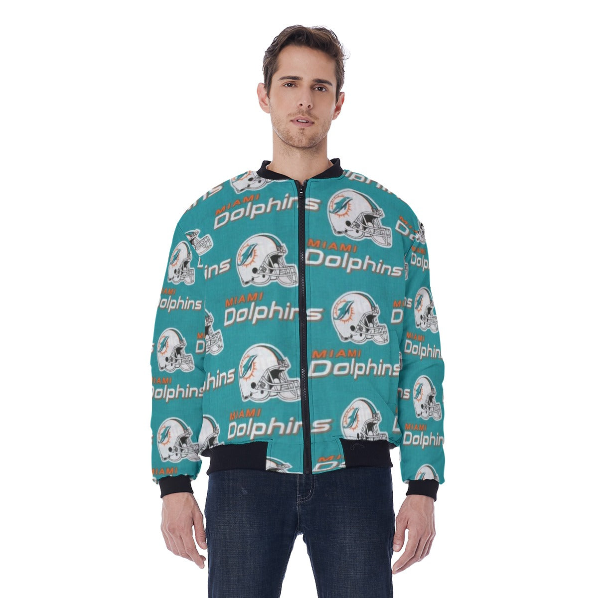 Miami Football Game Day All-Over Print Men's Bomber Jacket Without Sleeve Pocket