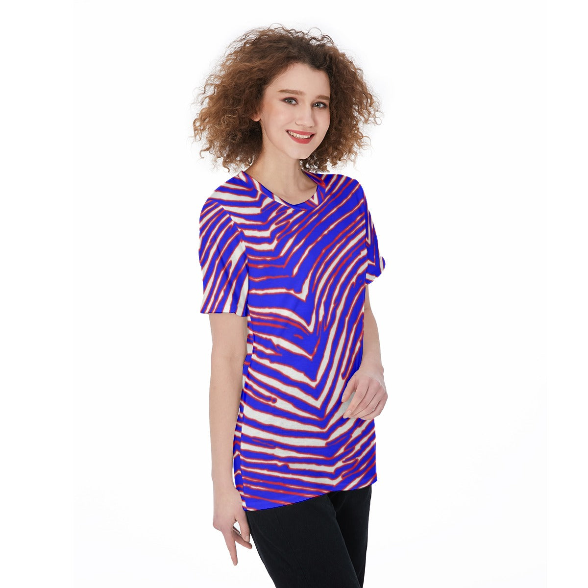 Buffalo Bills Zubaz Women's O-Neck T-Shirt|180 GSM Jersey