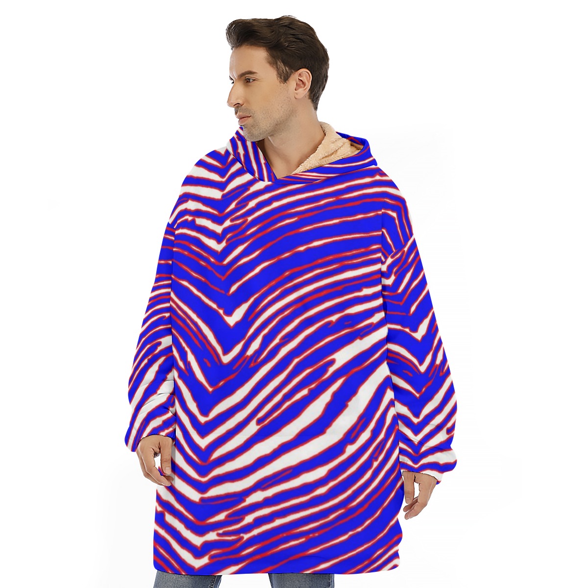 Buffalo Bills Zubaz Unisex Sherpa Fleece Hoodie Blanket