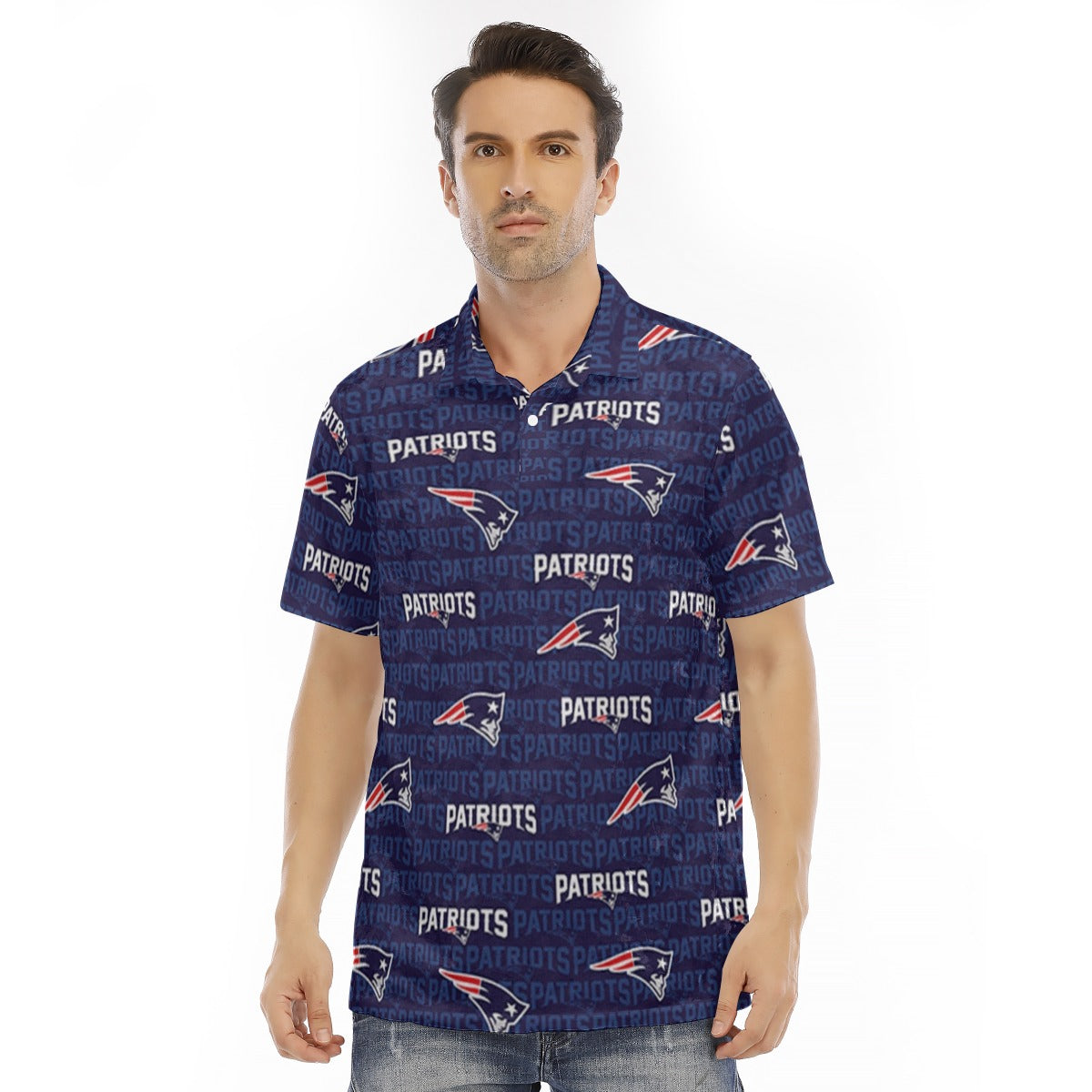 New England Football Game Day All-Over Print Men's Polo Shirt | Velvet