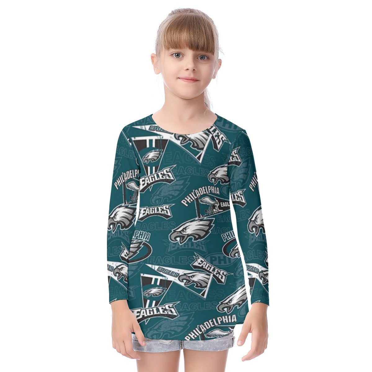 Philadelphia Football Game Day All-Over Print Kid's Long Sleeve O-neck T-shirt