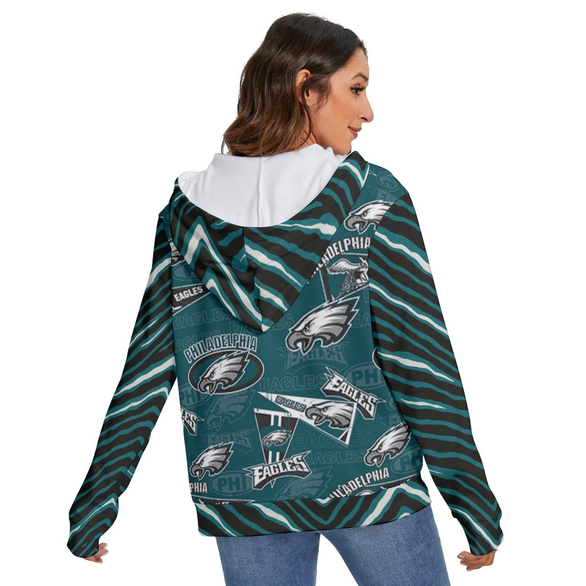 Philadelphia Football Game Day All-Over Print Women's Heavy Fleece Zip-on-the-Side Hoodie