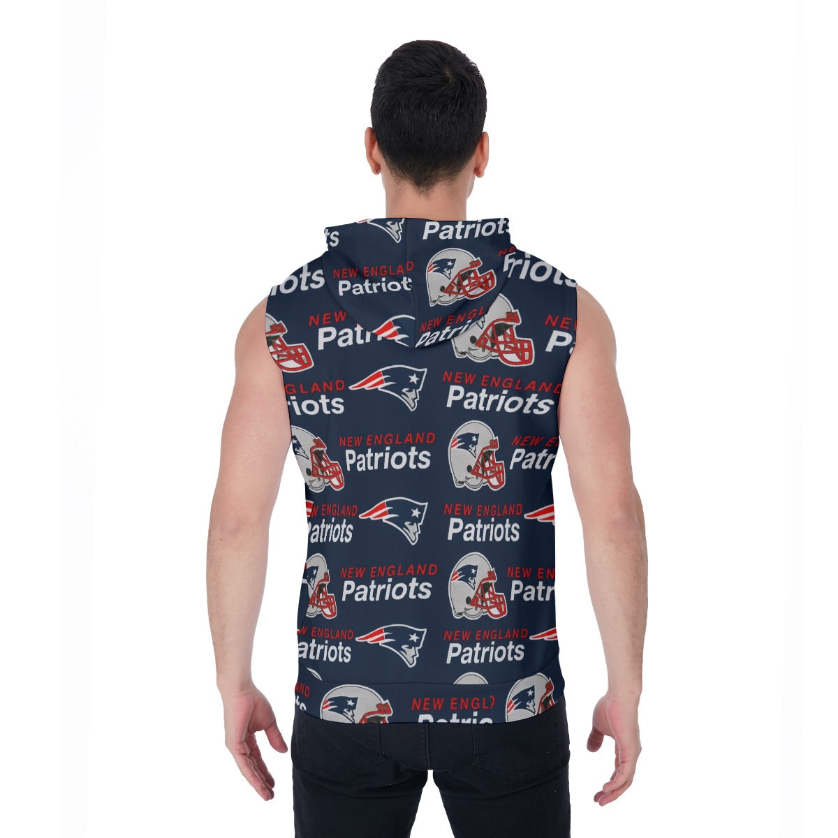 New England Football Game Day All-Over Print Men's Zipper-Up Sleeveless Hoodie
