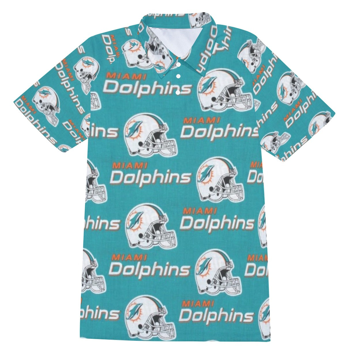 Miami Football Game Day All-Over Print Men's Short Sleeve Polo Shirt With Button Closure