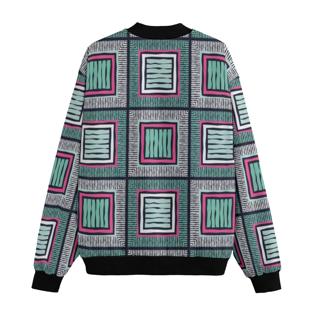 BoomBox Vibes Ethnic Boho Patchwork Fleece Bomber Jacket – Seamless Urban Streetwear