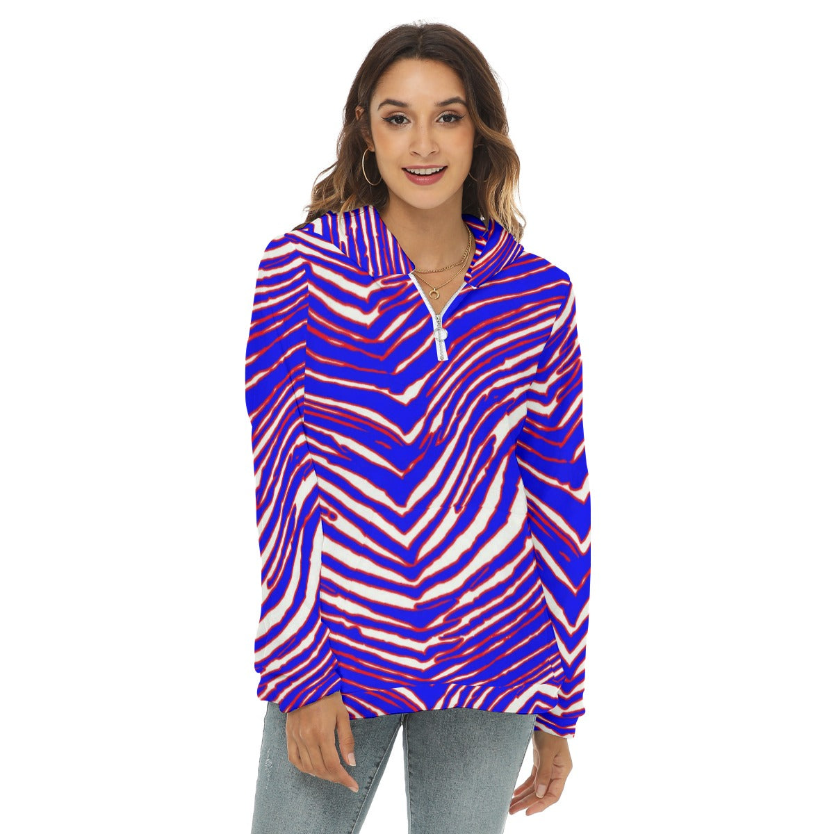Buffalo Bills Zubaz Women's Borg Fleece Hoodie With Half Zip