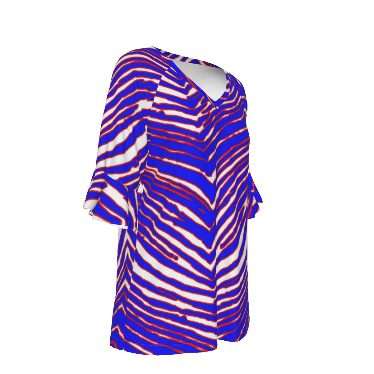 Buffalo Bills Zubaz V-neck Women's T-shirt With Bell Sleeve