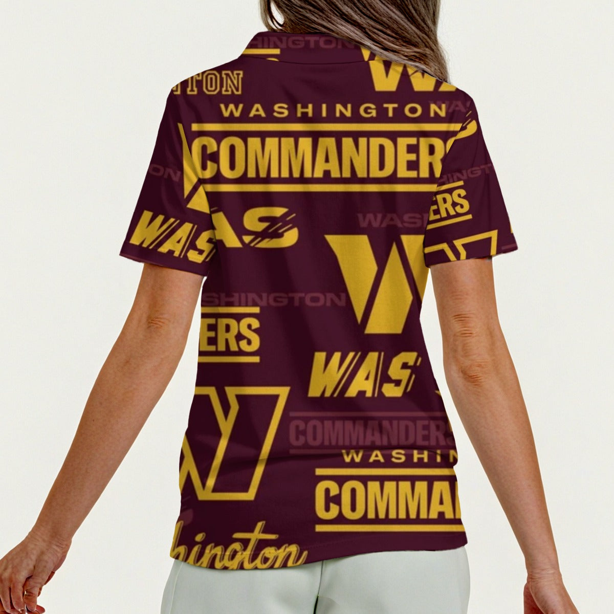 Washington Commanders Women's Zip Polo Shirt With Short Sleeve