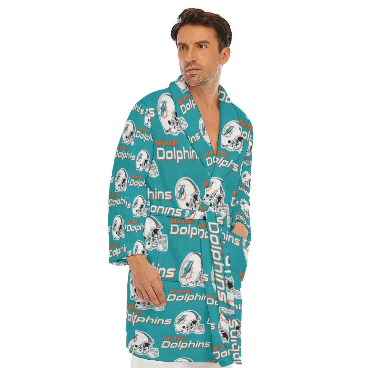 Miami Football Game Day All-Over Print Men's Borg Fleece Robe