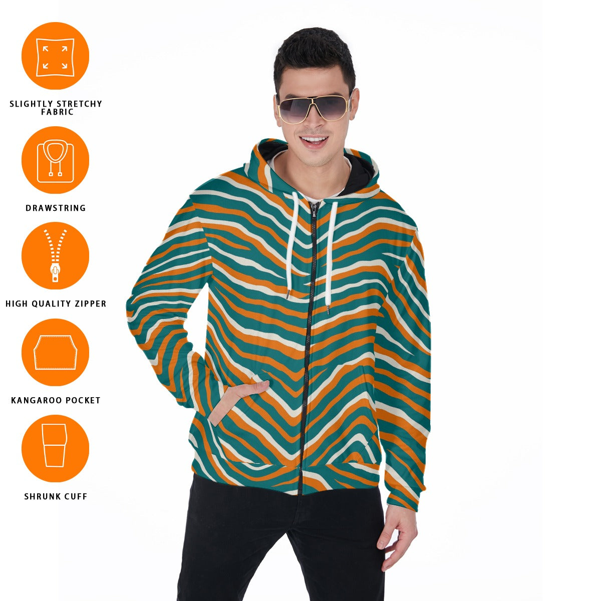 Miami Football Game Day All-Over Print Zip Up Hoodie With Pocket