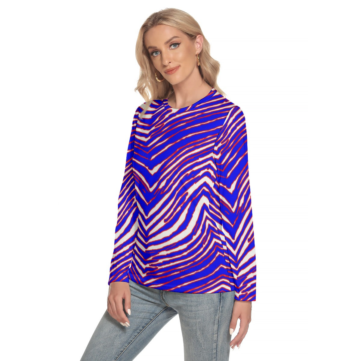 Buffalo Bills Zubaz Women's O-neck Long Sleeve T-shirt