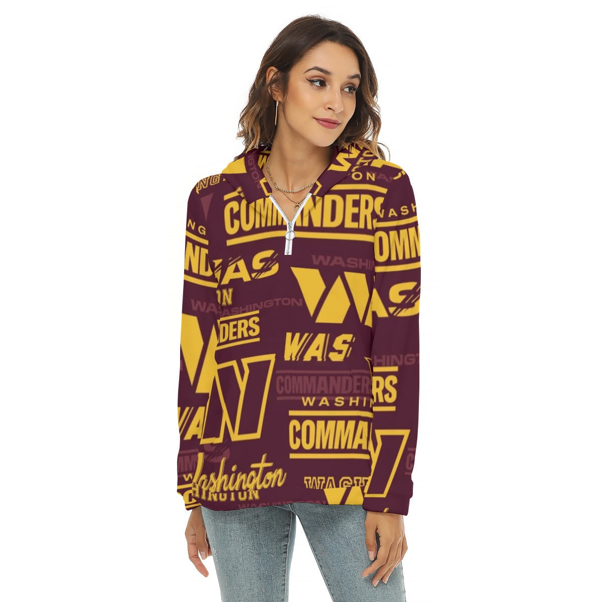 Washington Commanders Women's Borg Fleece Hoodie With Half Zip