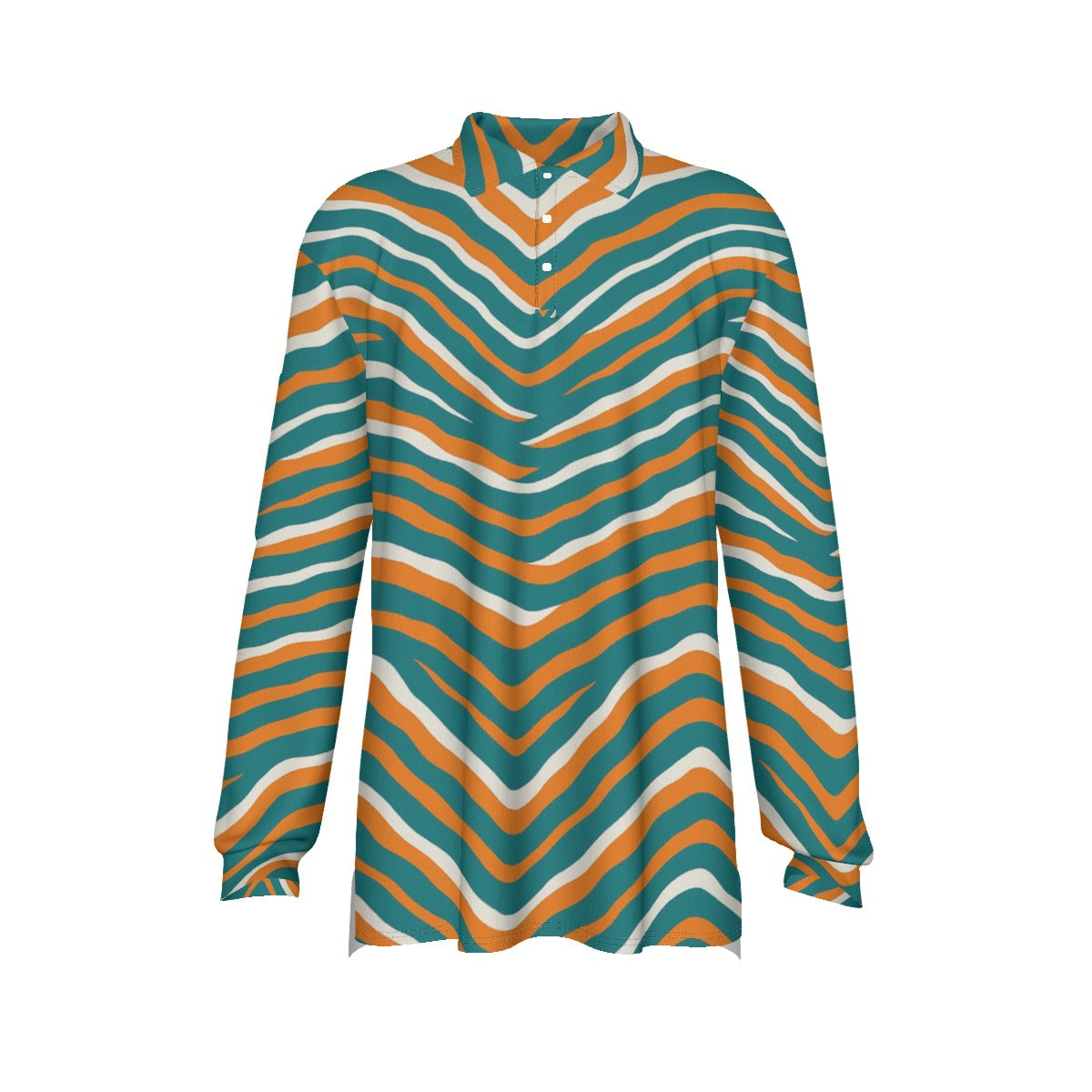 Miami Football Game Day All-Over Print Men's Long Sleeve Polo Shirt