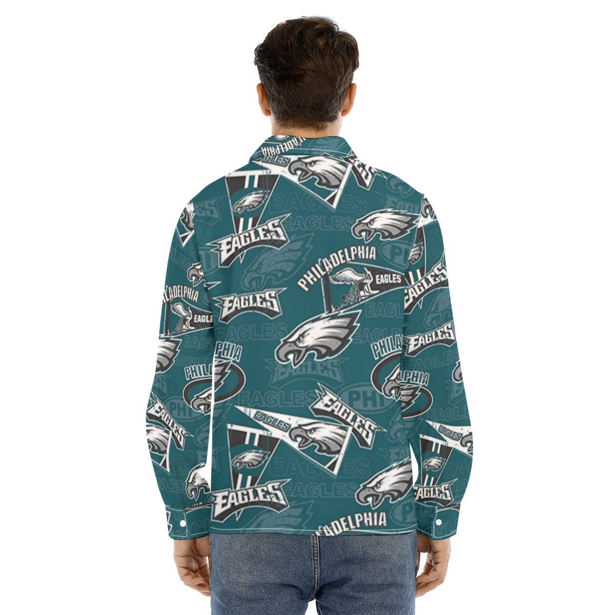 Philadelphia Football Game Day All-Over Print Men's Lapel Collar Shirt With Concealed Placket