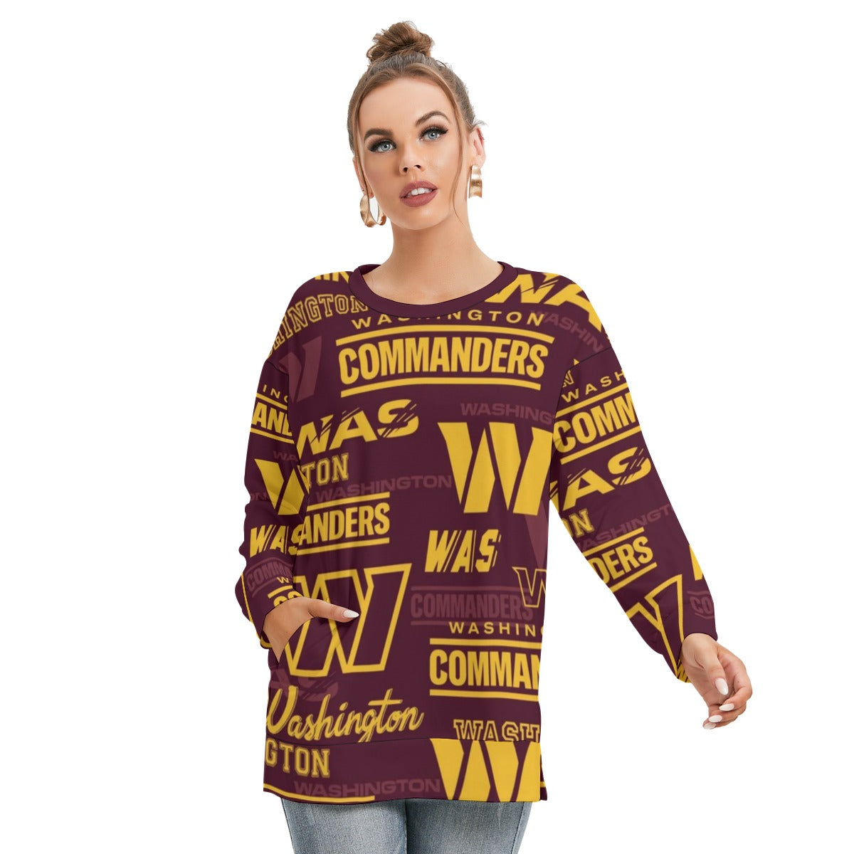 Washington Commanders Women's Side Split O-neck Sweatshirt