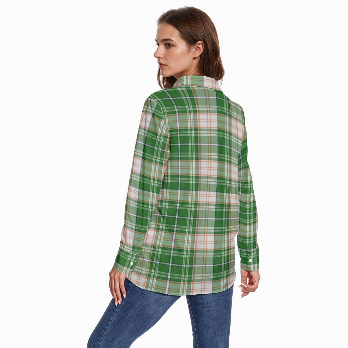 Miami Tartan Plaid Hurricanes Women's Comfort Shirt With Button|125GSM Cotton