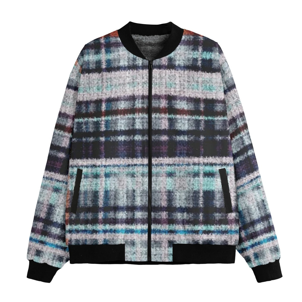 Gunn Modern – green, blue and black modern look tartan Fleece Bomber Jacket