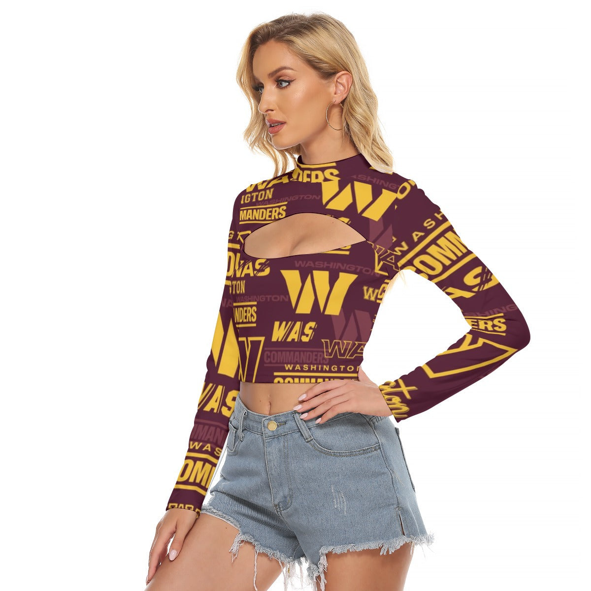Washington Commanders Women's Hollow Chest Keyhole Tight Crop Top