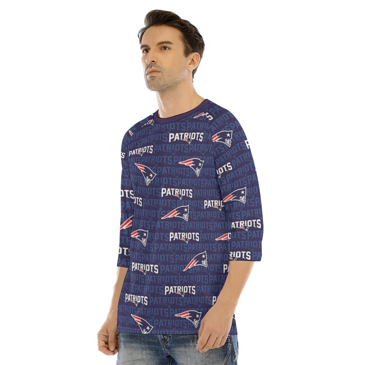 New England Football Game Day All-Over Print Men's O-neck Raglan Sleeve T-shirt