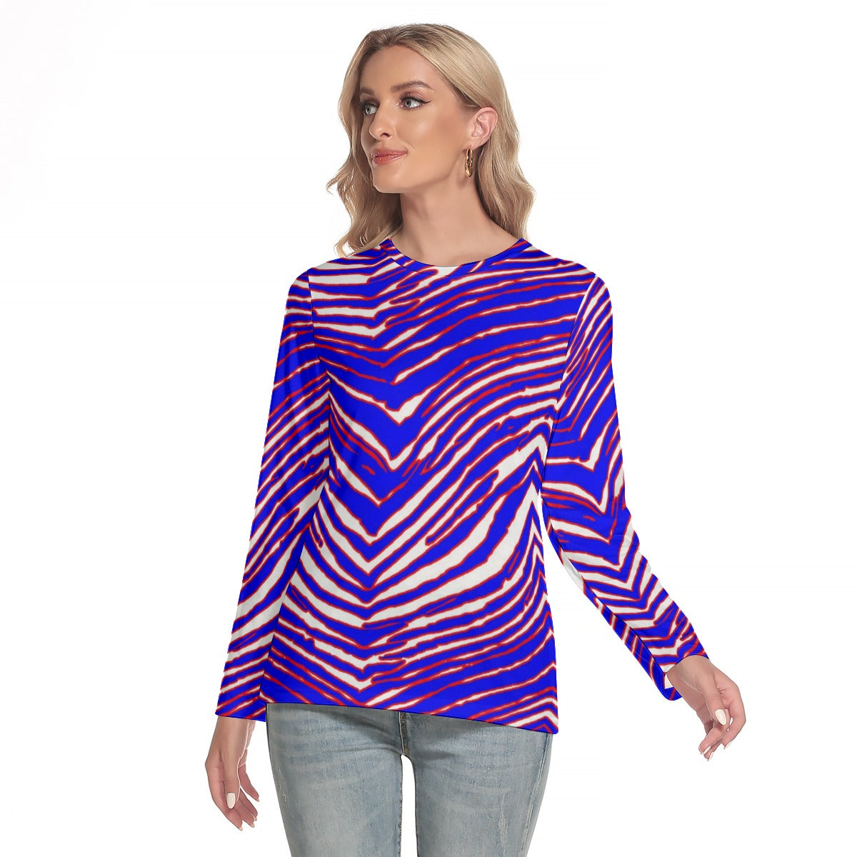 Buffalo Bills Zubaz Women's O-neck Long Sleeve T-shirt