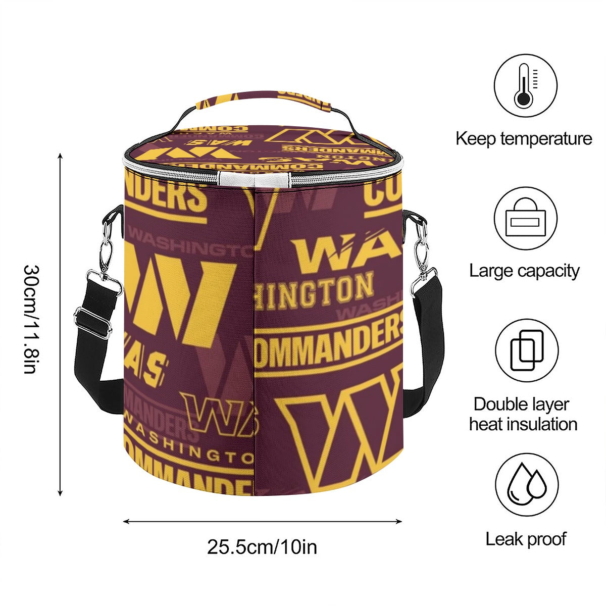 Washington Commanders Insulated Cylinder Cooler Bag