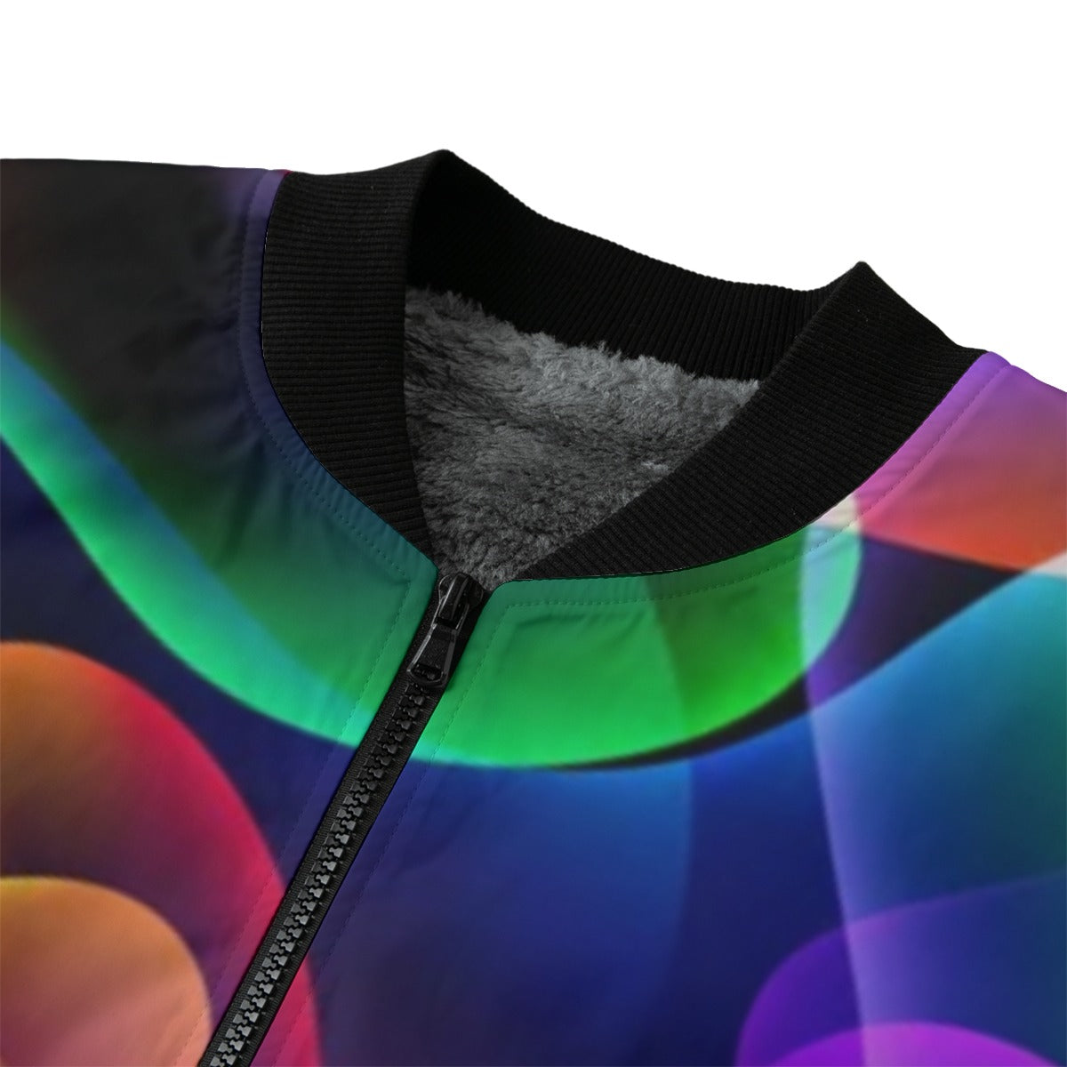 Neon Nights -bright-seamless-colorful smoke shapes Fleece Bomber Jacket