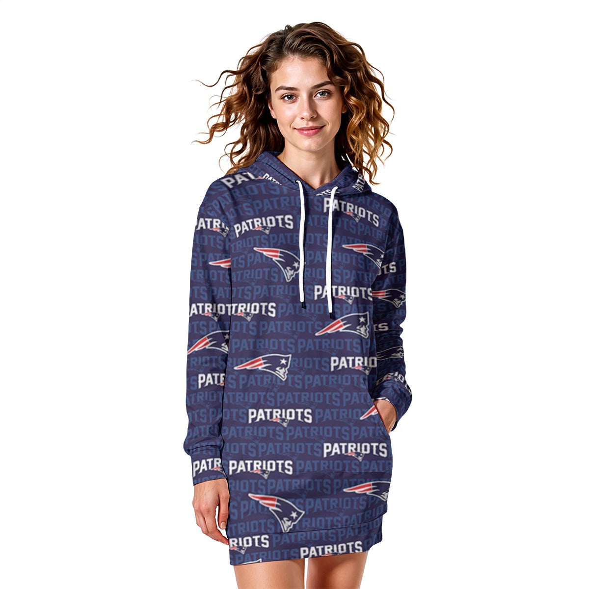 New England Football Game Day All-Over Print Women's Heavy Fleece Long Hoodie