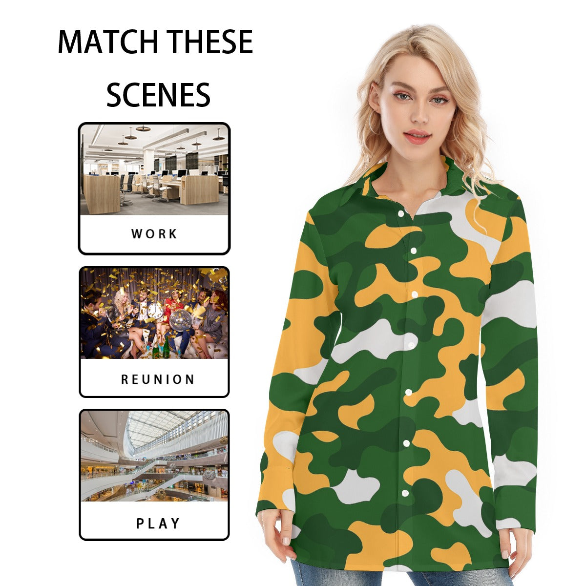 Green Bay Football Game Day All-Over Print Women's Long Shirt