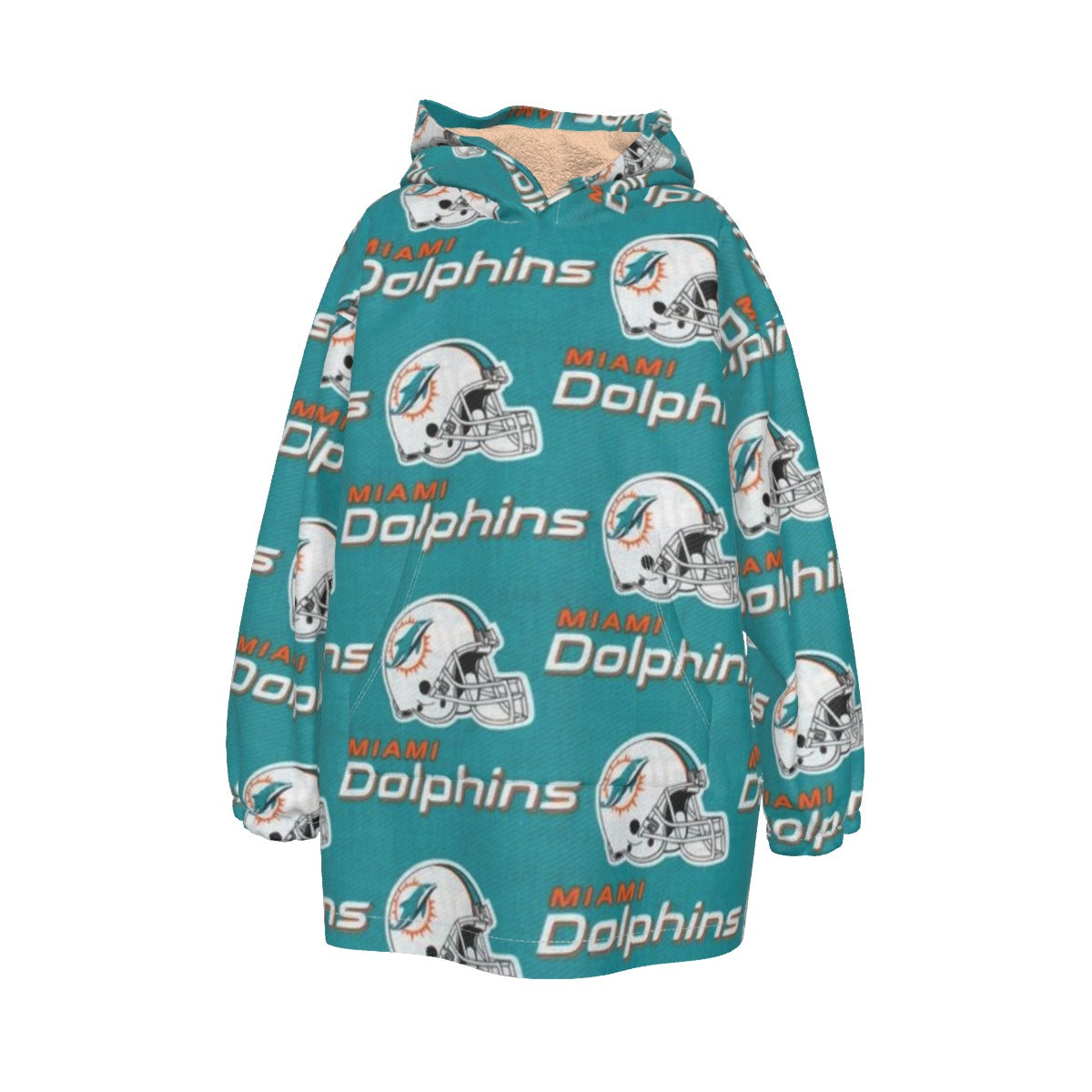 Miami Football Game Day All-Over Print Kid's Sherpa Fleece Hoodie Blanket