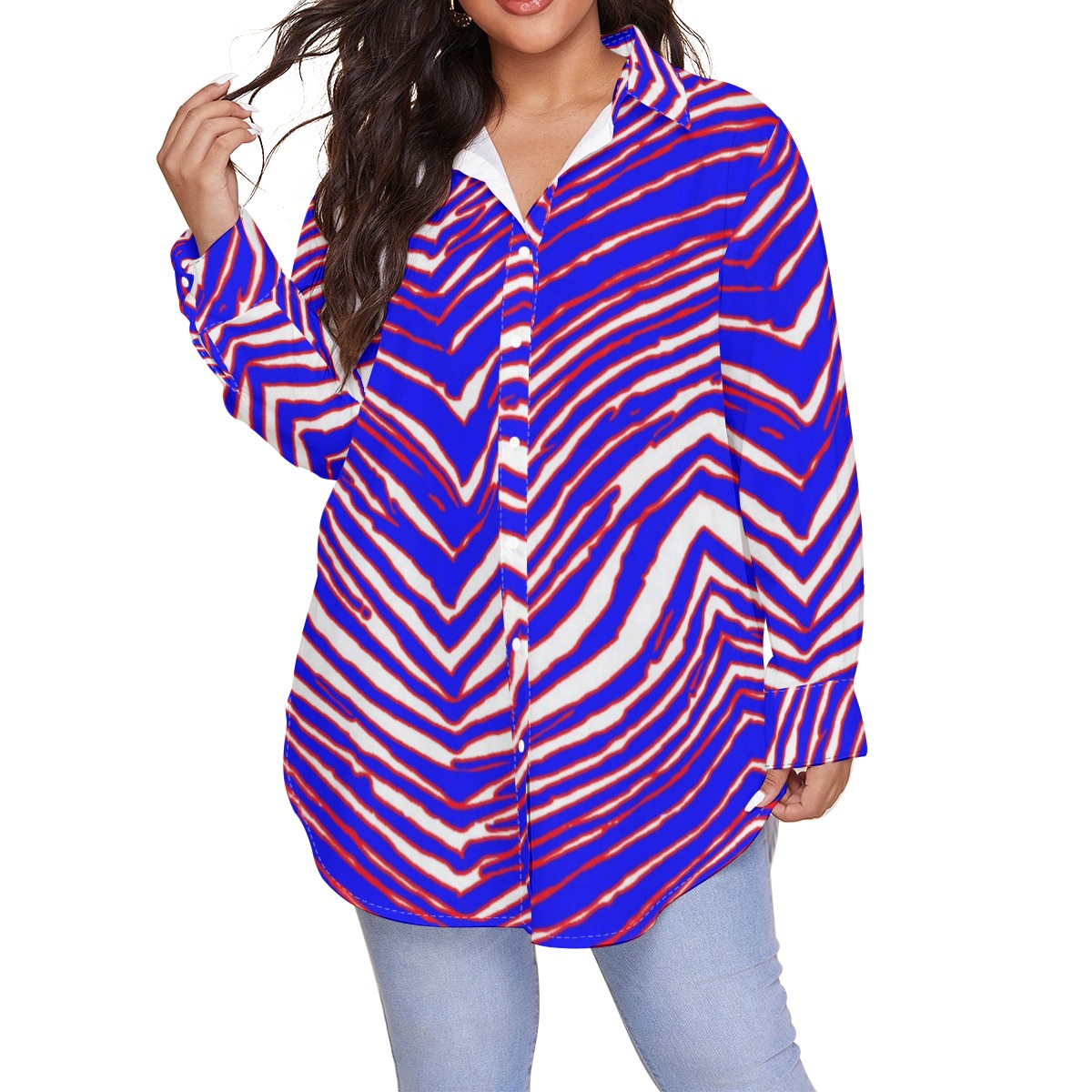 Buffalo Bills Zubaz Women's Shirt With Long Sleeve(Plus Size)