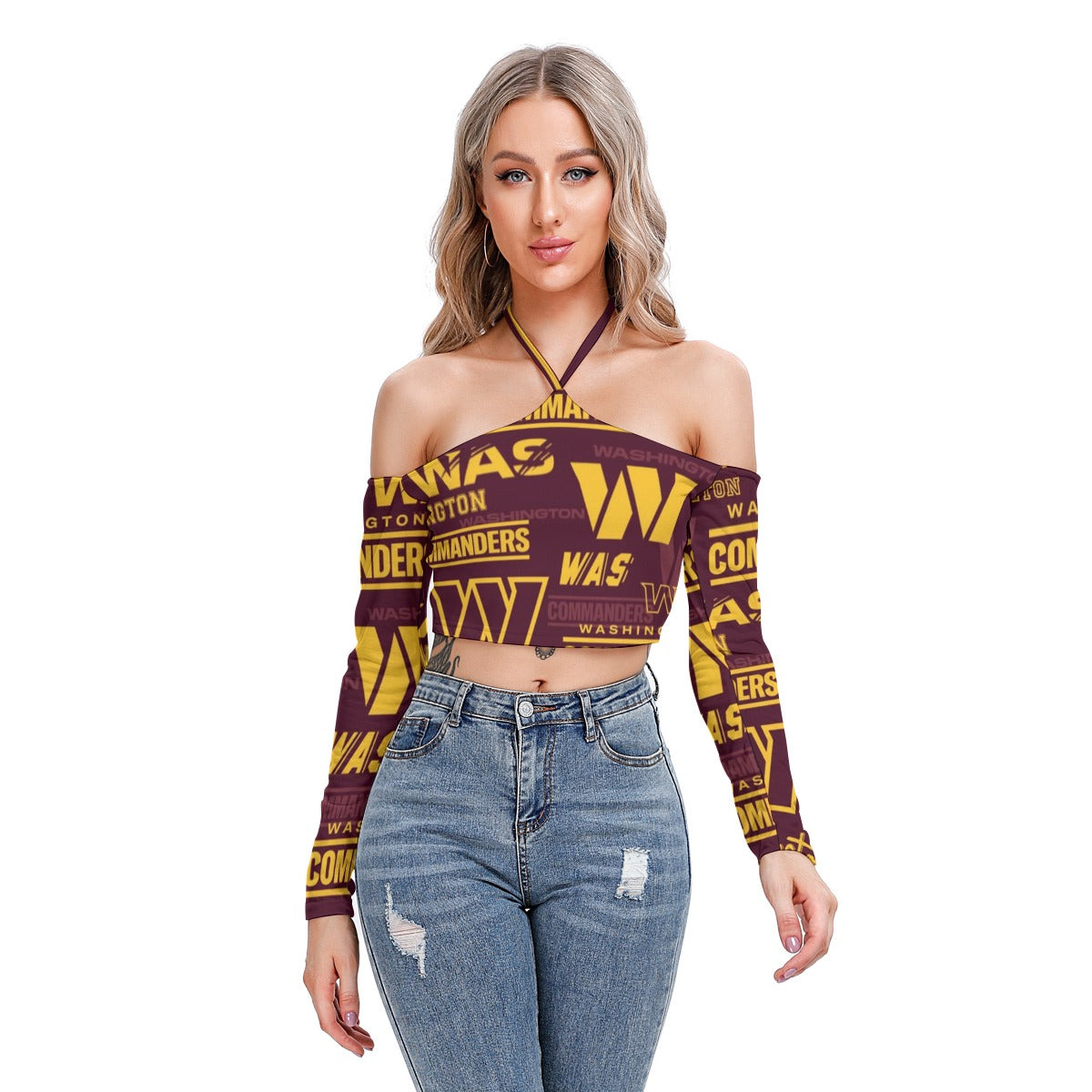 Washington Commanders Women's Halter Lace-up Top