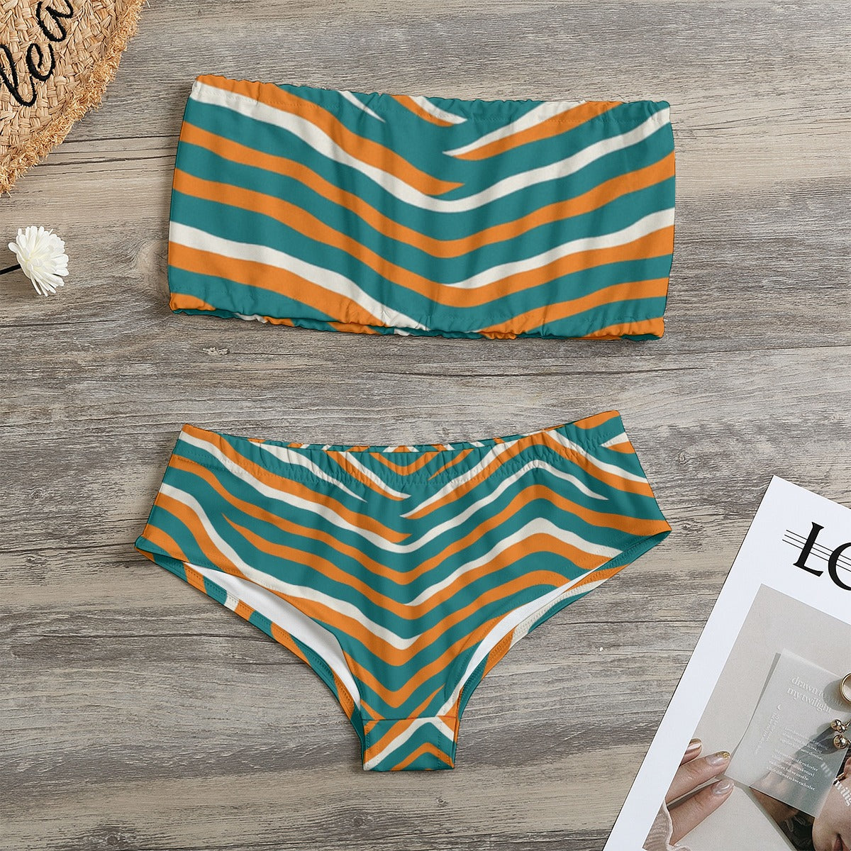 Miami Football Game Day All-Over Print Women's Strapless Bikini Swimsuit