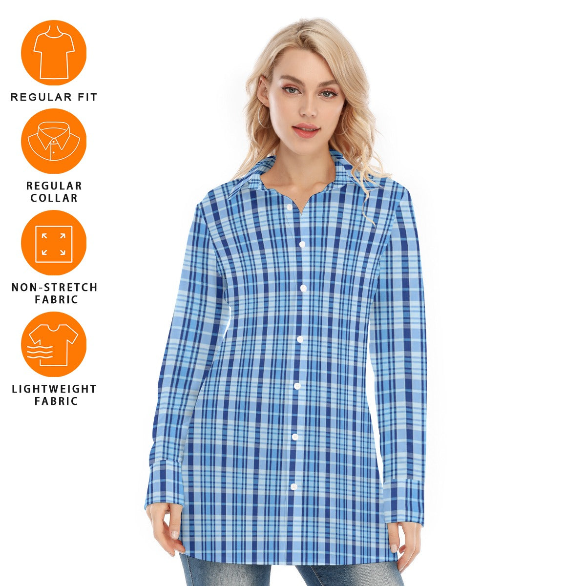 North Carolina Tartan Plaid Tar Heels Women's Long Shirt