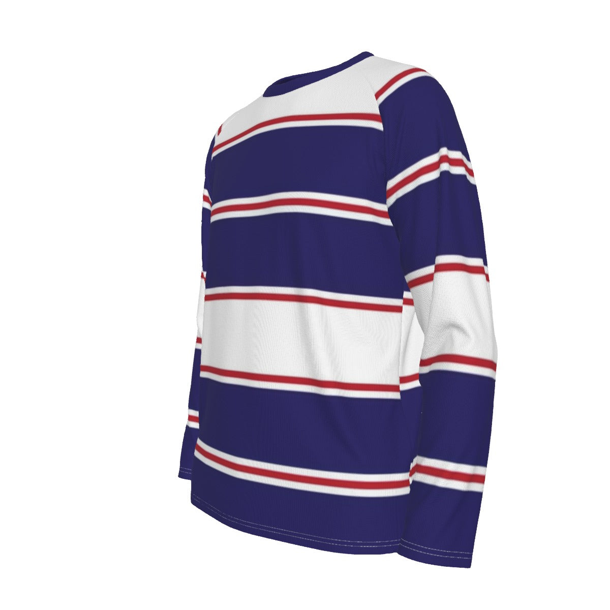 Navy Red and White Striped Long Sleeve Shirt – Retro Coastal Style