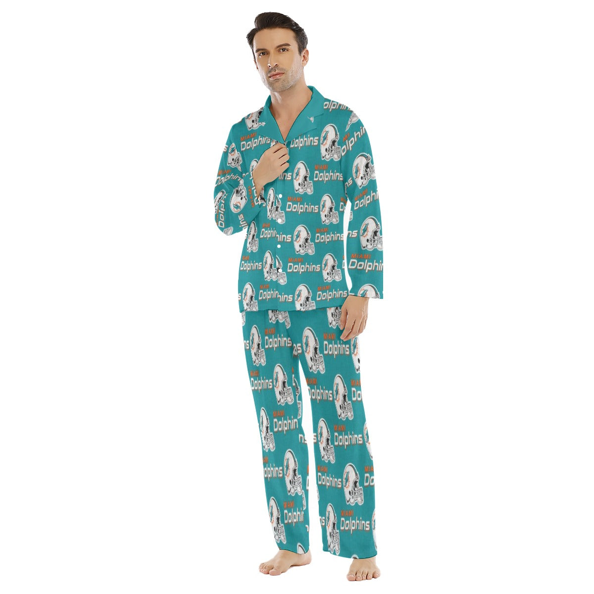 Miami Football Game Day All-Over Print Men's Lapel Pajama Set