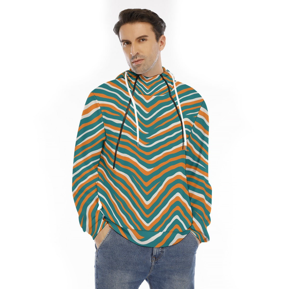 Miami Football Game Day All-Over Print Men's Hoodie With Placket Double Zipper