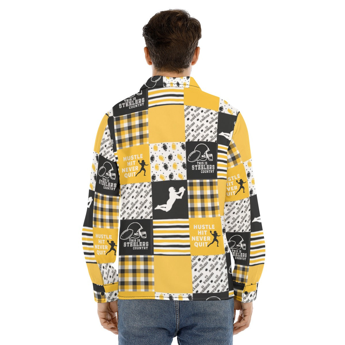 Pittsburgh Steelers All-Over Print Men's Lapel Collar Shirt With Concealed Placket