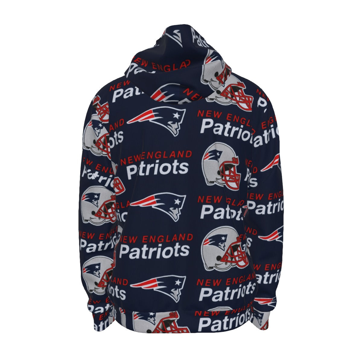 New England Football Game Day All-Over Print Unisex Zipper Hoodie With Black Lining