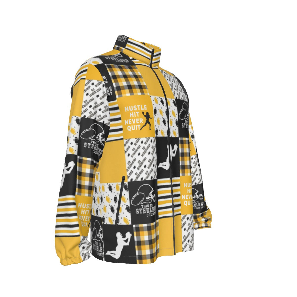All-Over Print Men's Stand-up Collar Zip-up Windproof Jacket