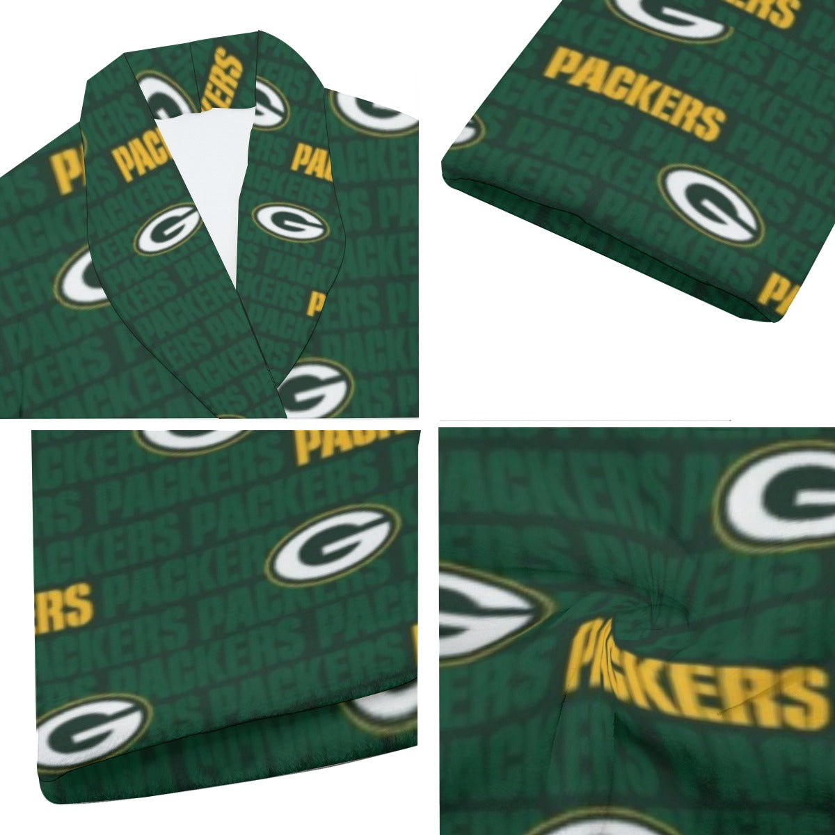 Green Bay Football Game Day All-Over Print Men's Borg Fleece Robe
