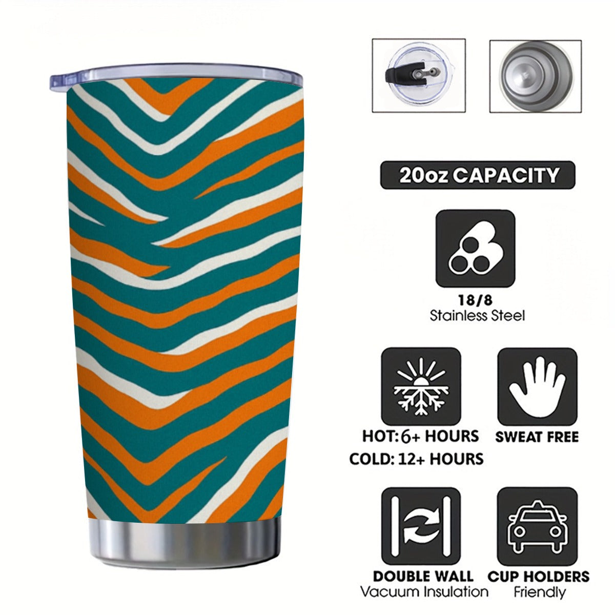 Miami Football Game Day Custom 20OZ Tumbler With Sliding Lid For The USA