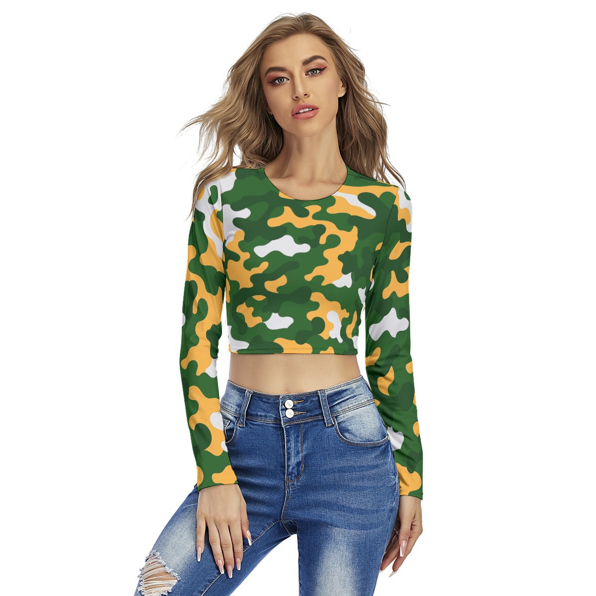 Green Bay Football Game Day All-Over Print Women's Round Neck Crop Top T-Shirt