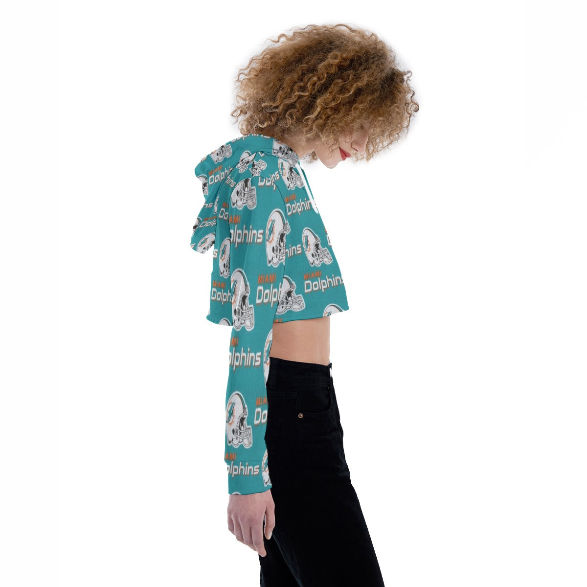 Miami Football Game Day All-Over Print Women's Crop Top Hoodie