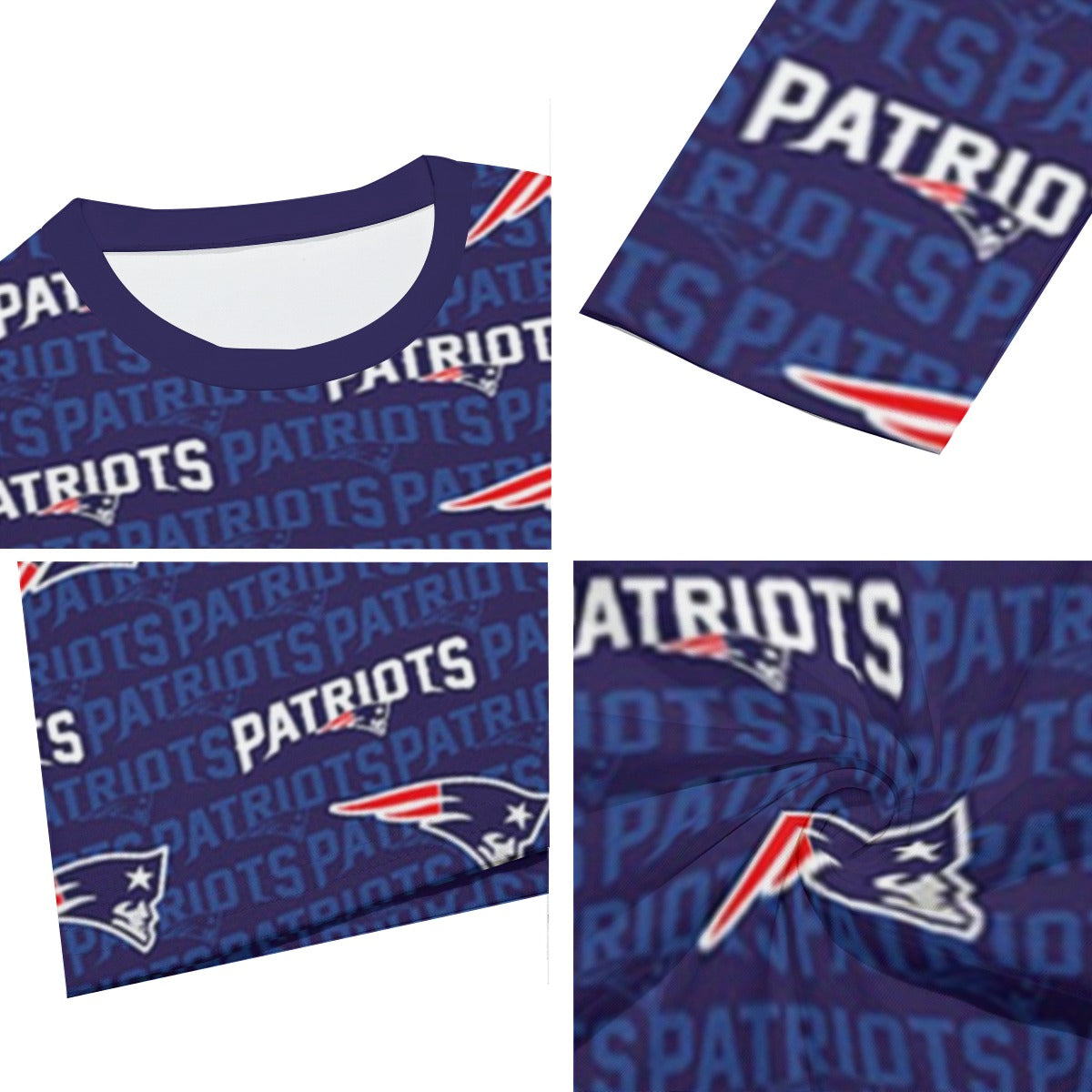 New England Football Game Day All-Over Print Long Sleeve T-Shirt | 190GSM Cotton
