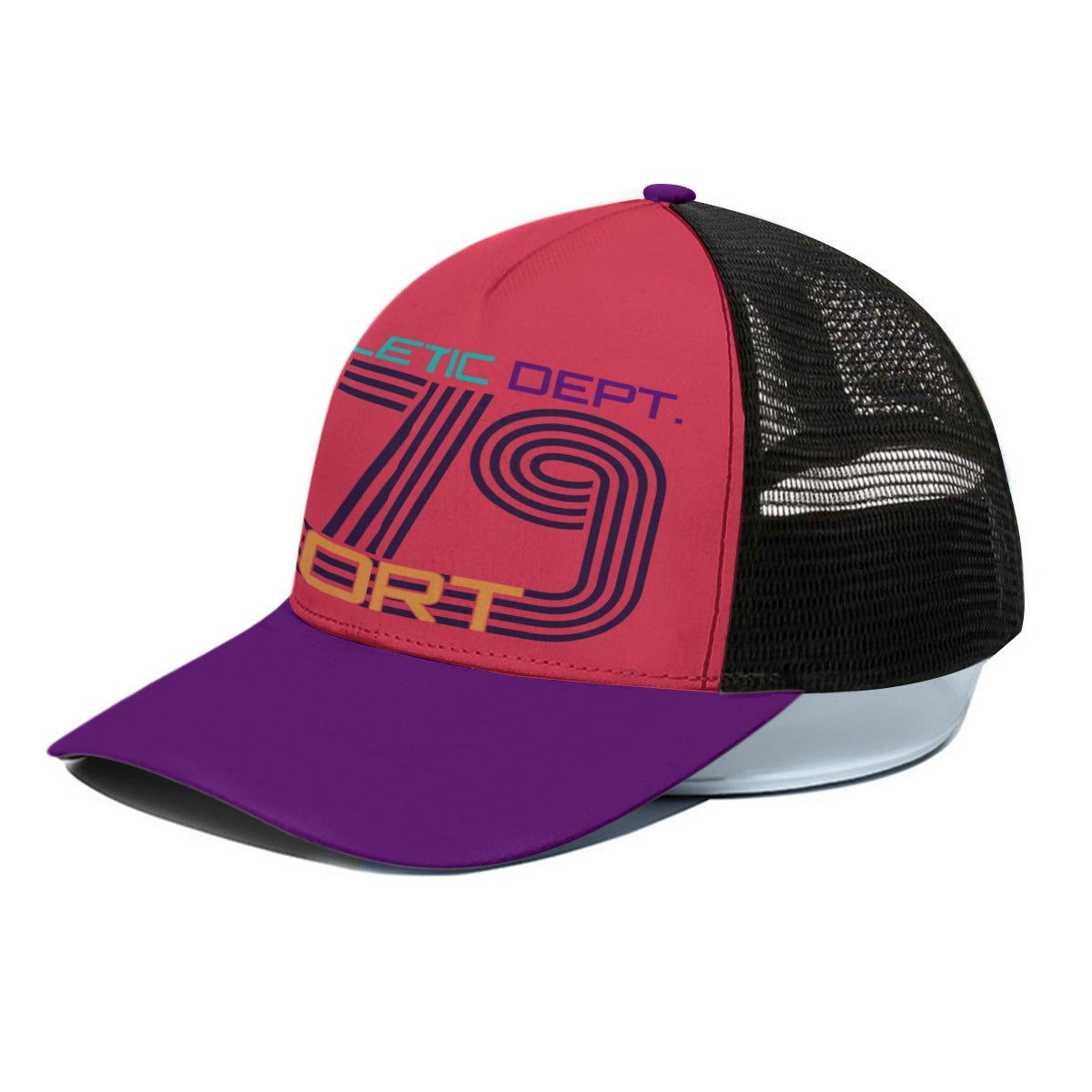 Urban Legend Athletic Dept. 79 Sport Trucker Cap – Retro Red and Purple Streetwear Hat
