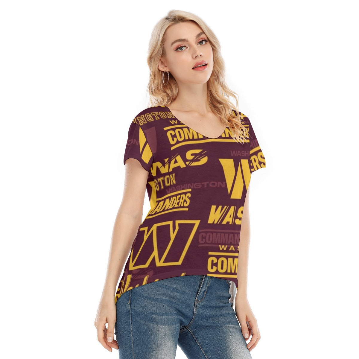 Washington Commanders Women's V-neck Short Sleeve T-shirt